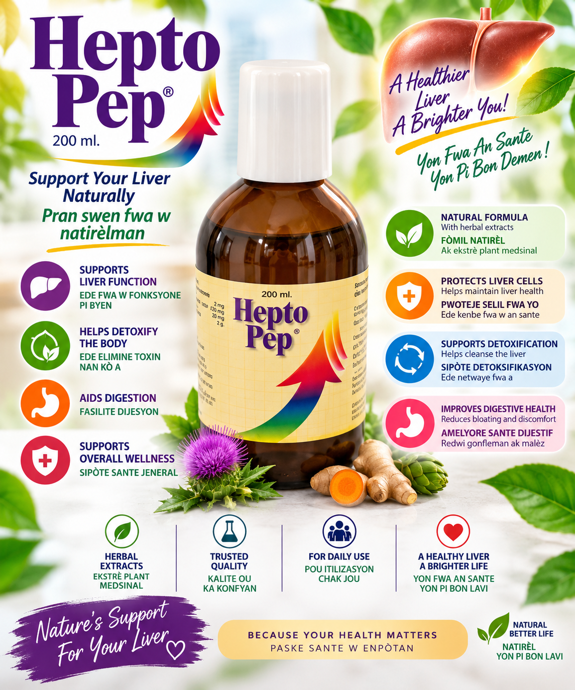Hepto Pep Syrup 200 ML– Liver Support, Detox & Digestive Health Syrup